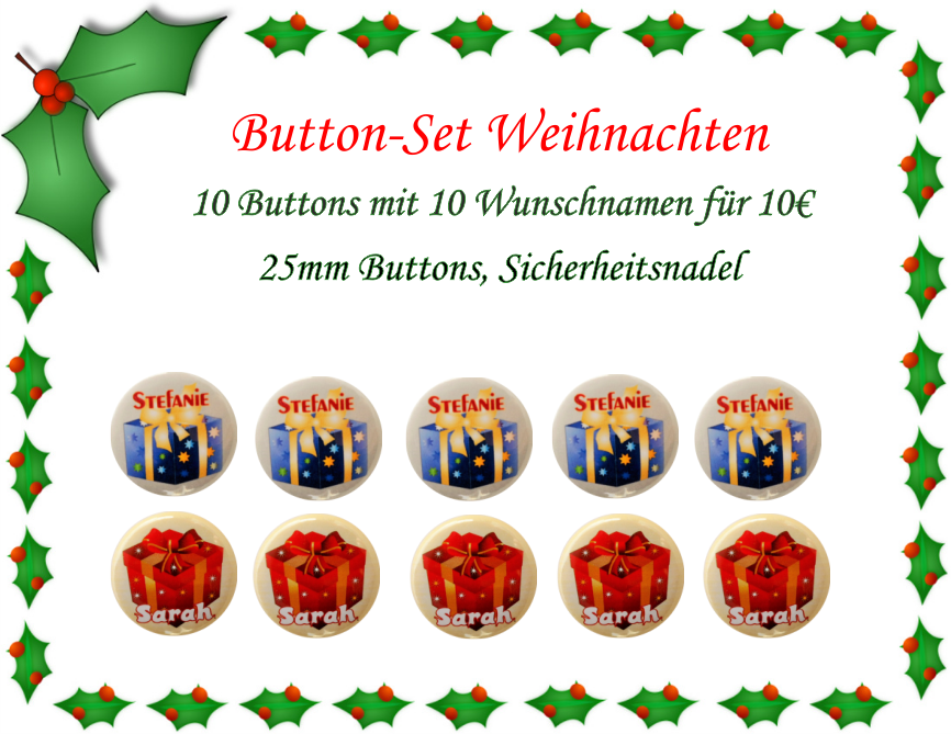 Button-Set Weihnachten mit Namen